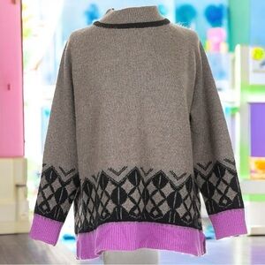 Jumper 1234 Cozy 100% Cashmere Argyle Cowlneck Sweater Holiday Cabin Size L